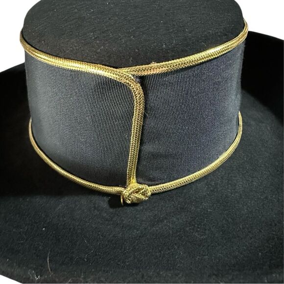 Vintage Sonni San Francisco Black Wool Felt Wide Brim Hat Jeweled Band SZ 7, S/M main image 9